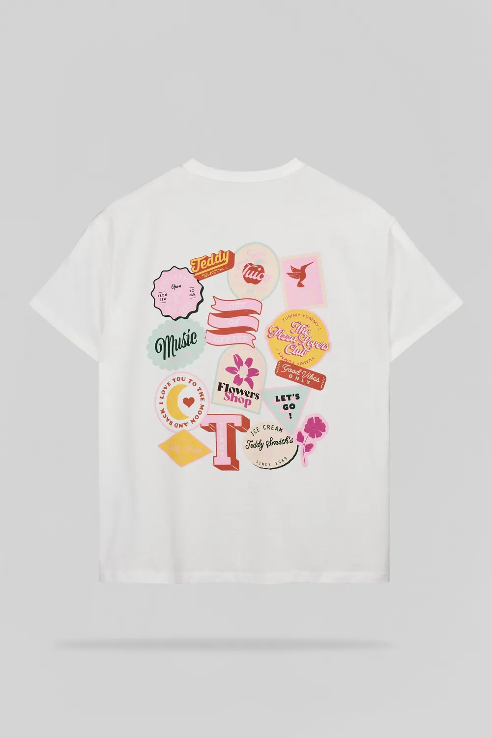 Teddy Smith T-Badge MC t-shirt donna bianco oversize