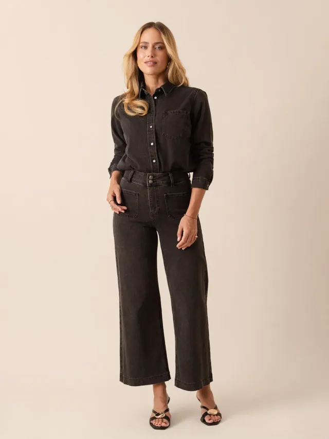 Oraije Violette jeans wide grigio scuro vintage