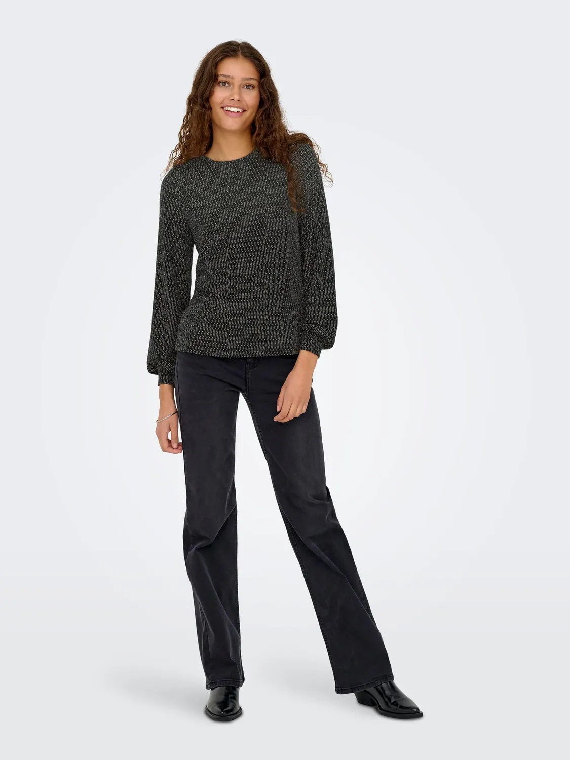 ONLY Onlcarol Glitter Bow top donna L manica lunga