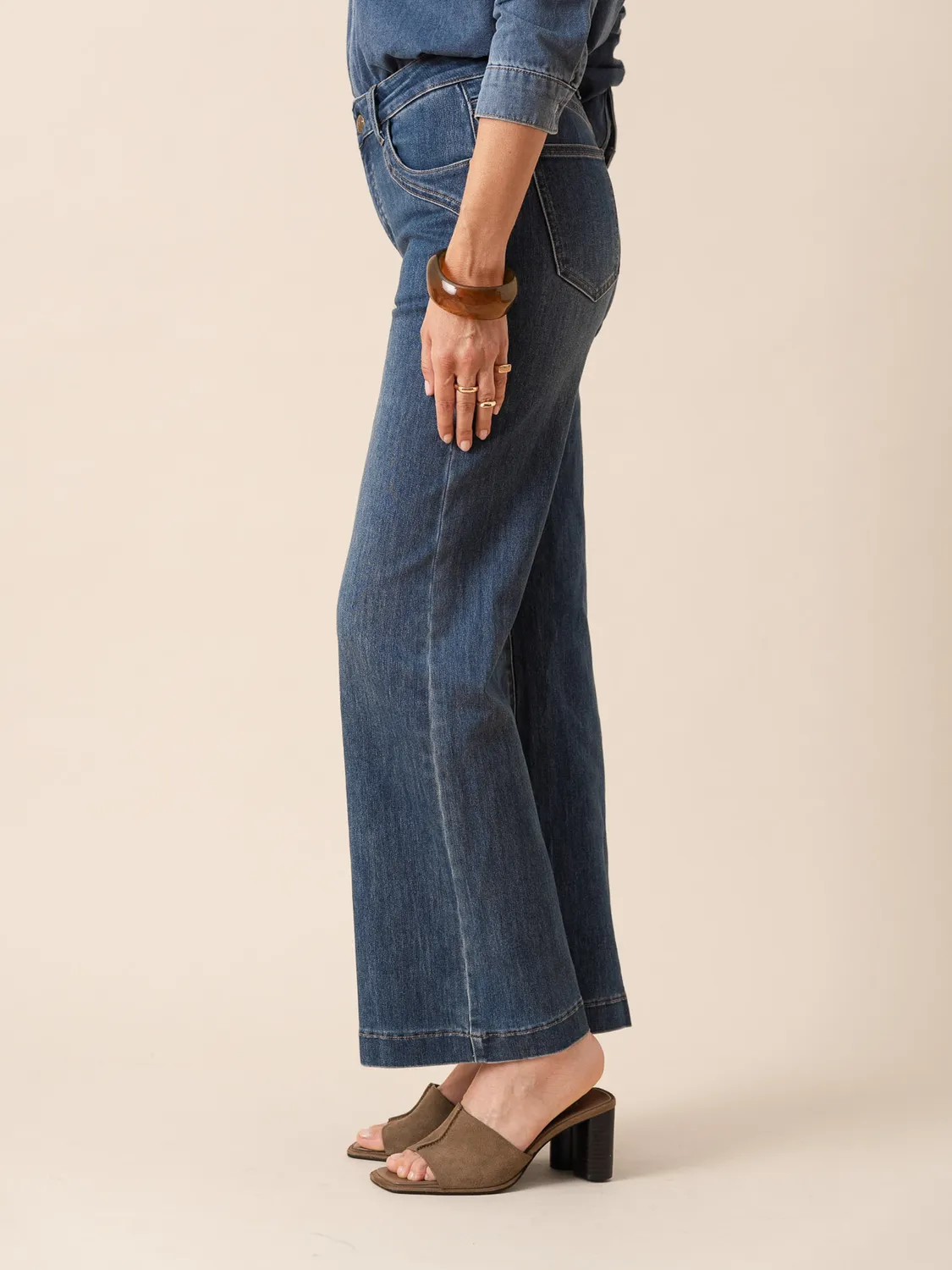 Oraije Lorie jeans flare blu stone in cotone