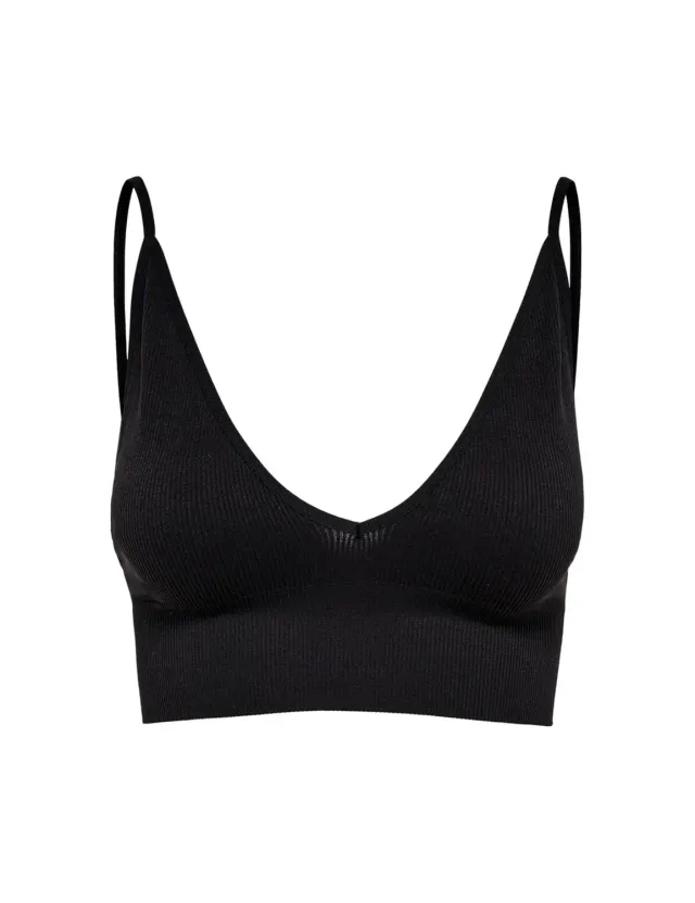 Only Onlvicky Rib top seamless scollo a V opaco