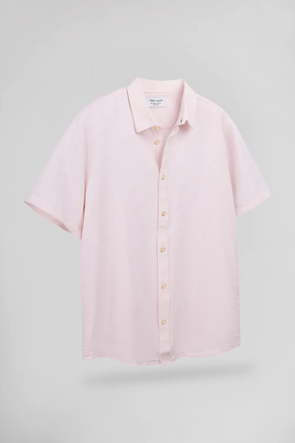 Teddy Smith C-Pietro MC camicia rosa pastel lino cotone