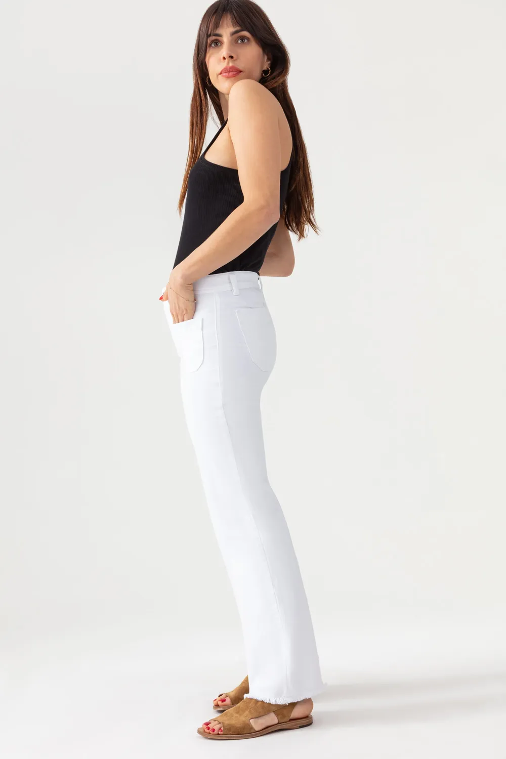 Acquaverde Carlotta pantaloni cropped White stretch