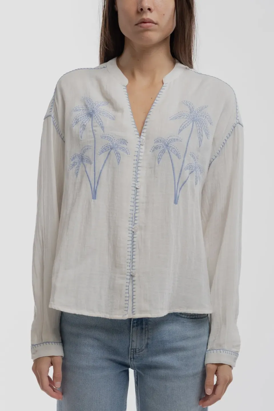 Teddy Smith C-Sarah Middle White camicia palme donna