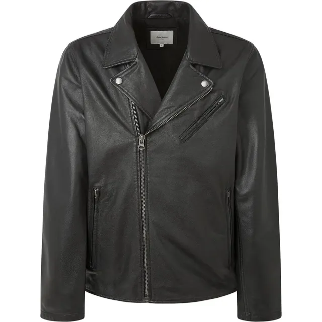 Pepe Jeans Valen Giacca Pelle Uomo M Nera Biker