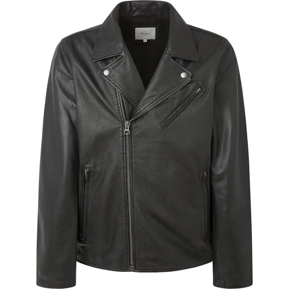 Pepe Jeans Valen Giacca Pelle Uomo M Nera Biker