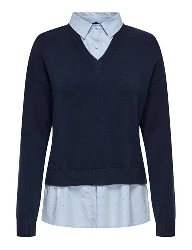ONLY Onldagmar maglia donna colletto maglieria Cabernet