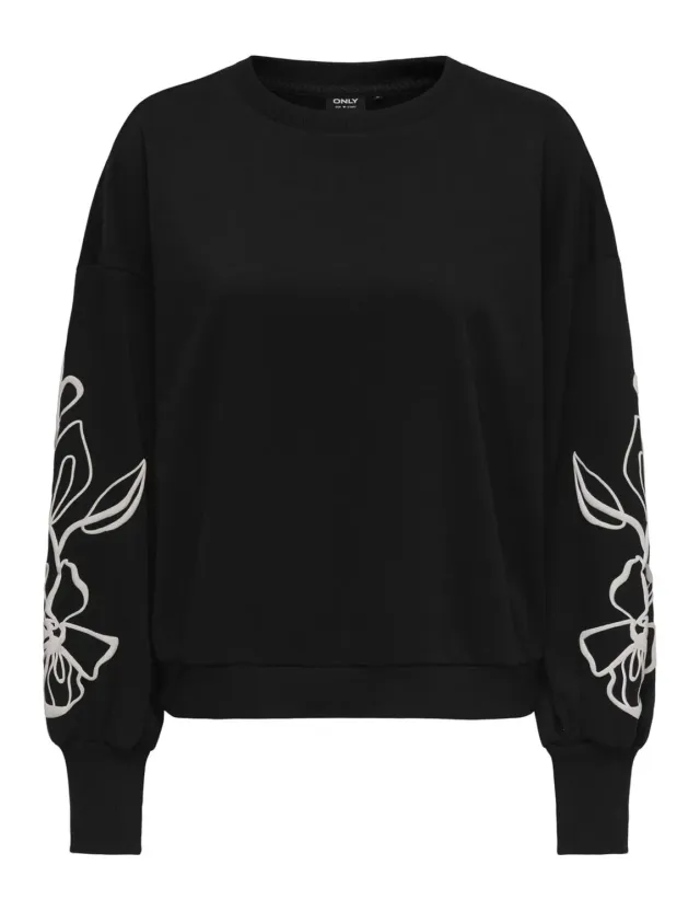 ONLY Onlbrooke L/S O-Neck Flower Swt Noos felpa nera M