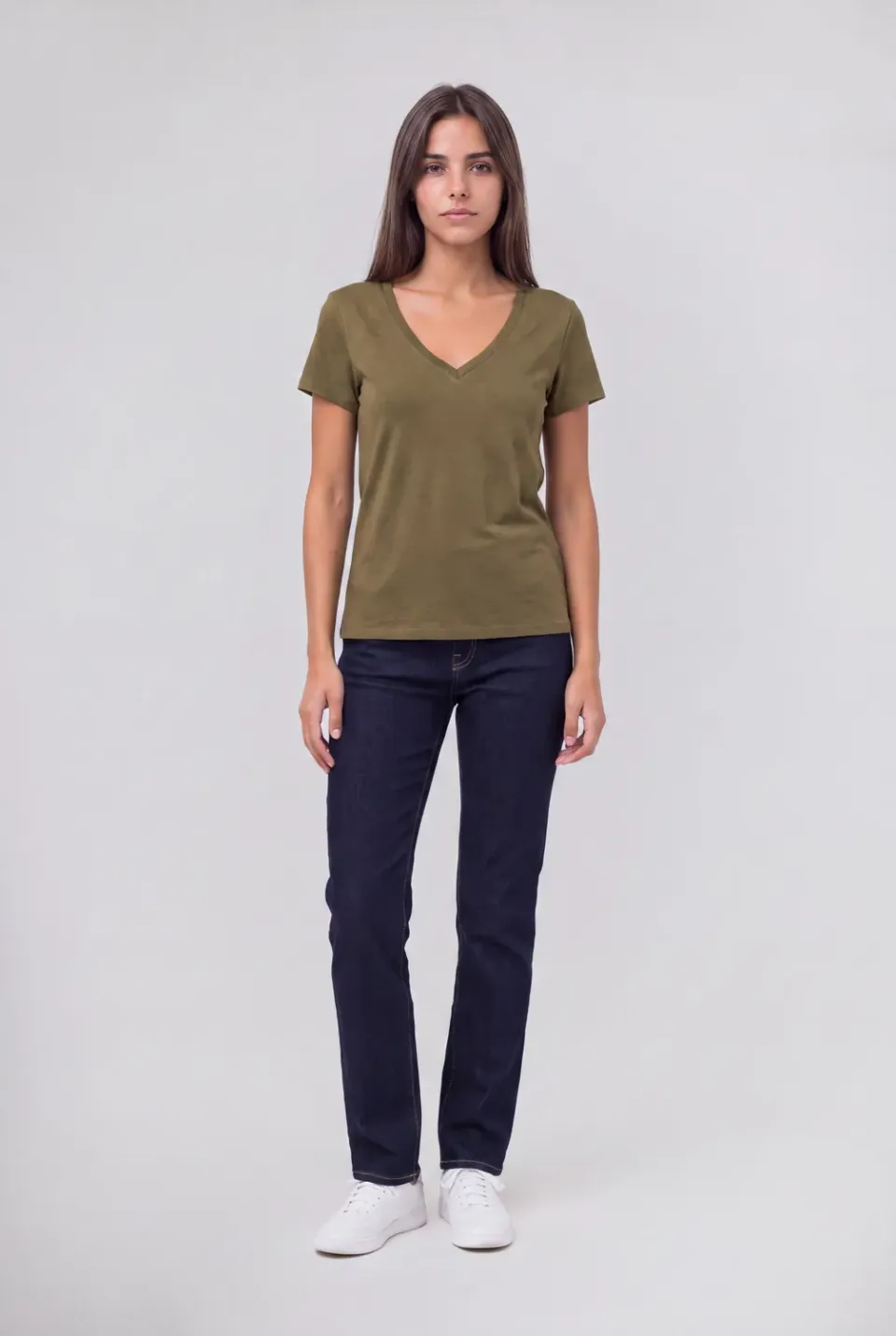 Teddy Smith T-MIA T-Shirt Donna Verde Sweet Jungle Scollo V