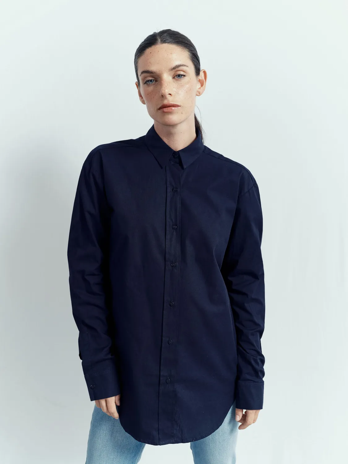 Acquaverde White Shirt camicia navy oversize cotone