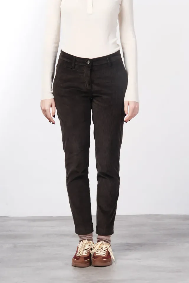 Mason's New York Slim chino velluto marrone slim donna