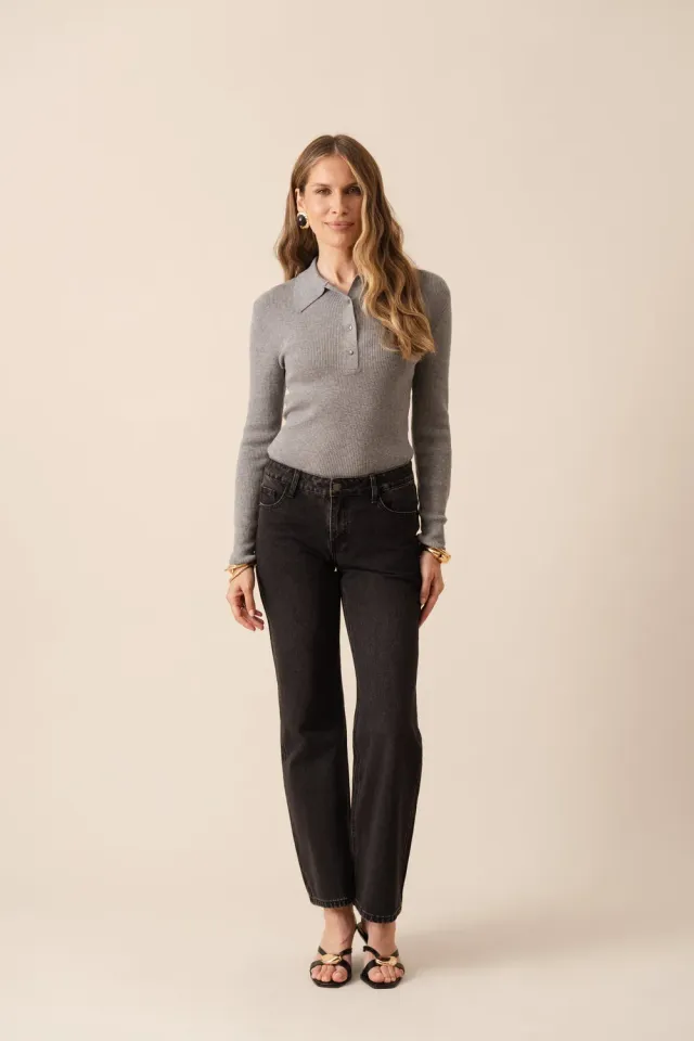 Oraije Carmen jeans straight grigio cotone
