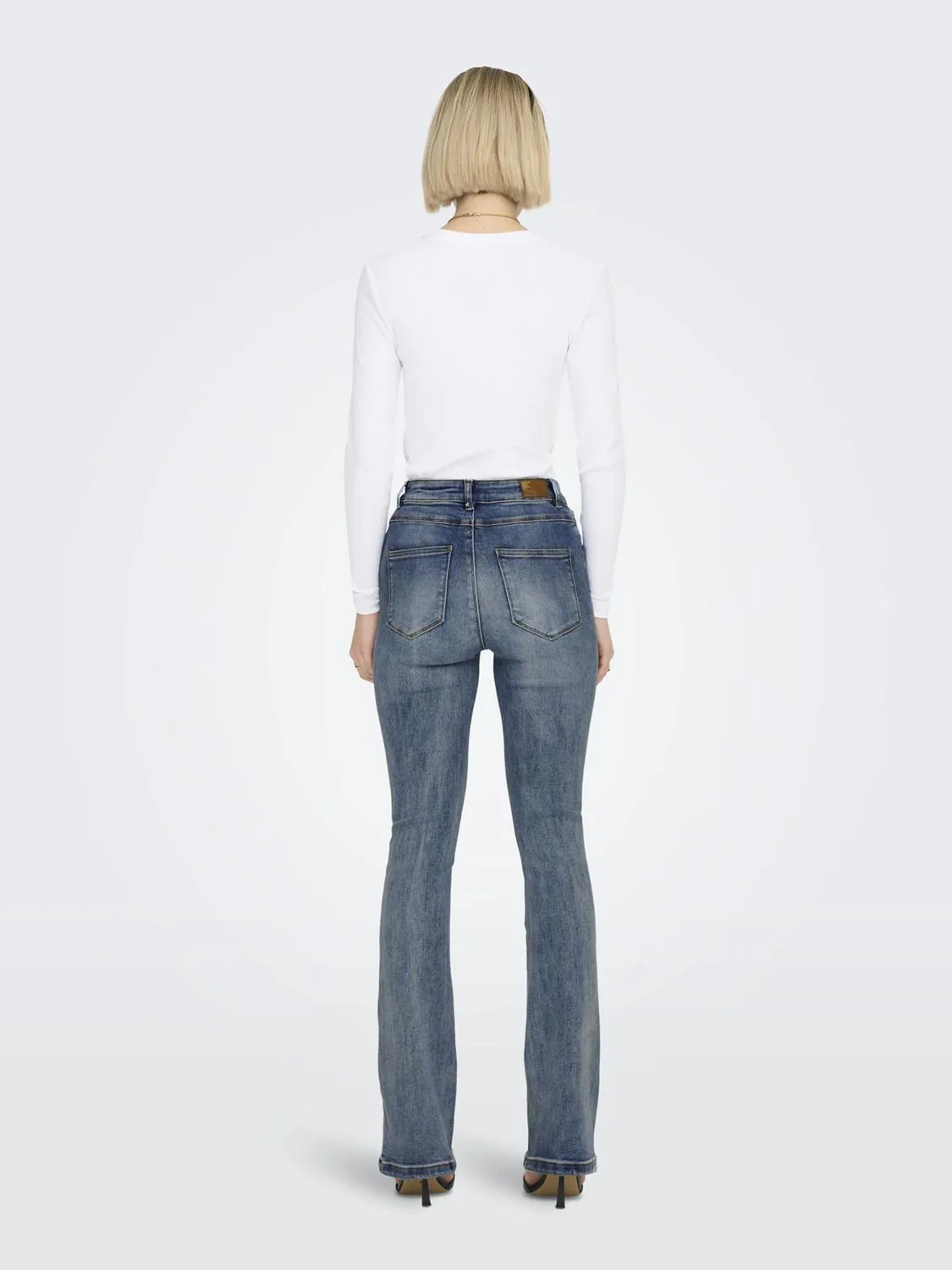 Only Onlmila jeans donna flare vita alta blu