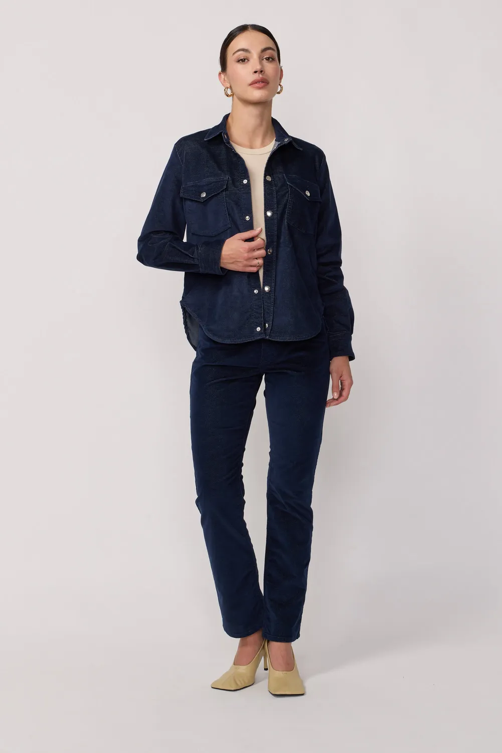 Acquaverde Topaze Camicia Velluto Indigo Ampia