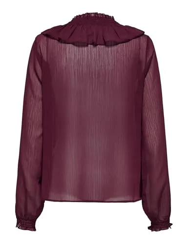 ONLY Onlanina Top Donna volant scollo a V tessuto