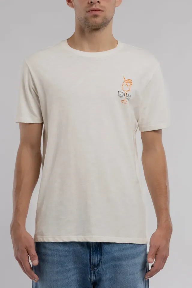 Teddy Smith T-Italio T-Shirt Uomo Bianca Stampa