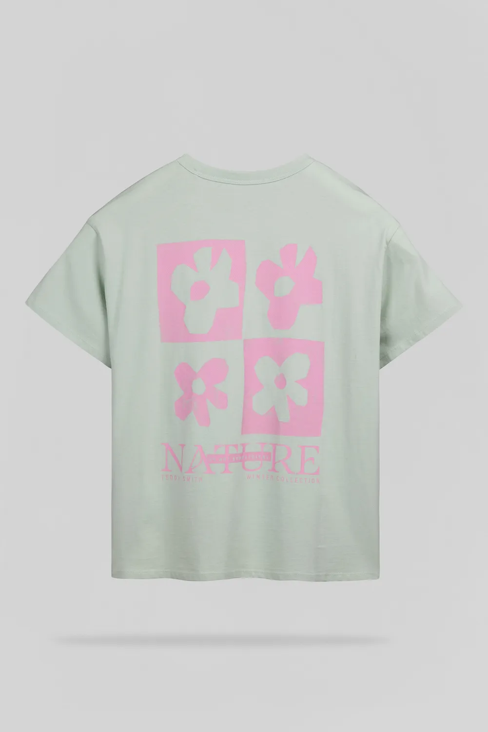 Teddy Smith T-Flower t-shirt donna Stone Mint oversize