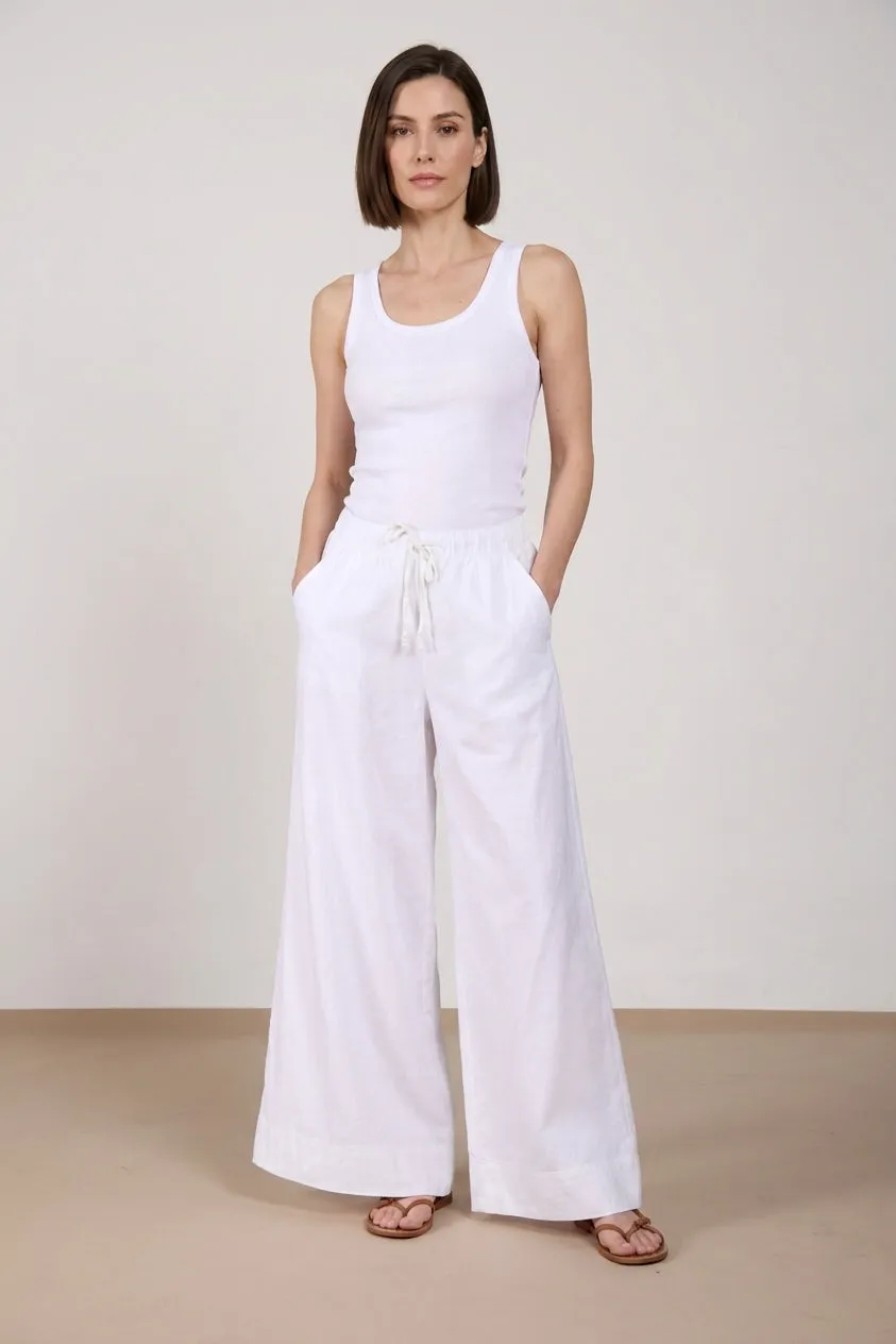 Mason's Portofino pantalone donna bianco lino wide leg