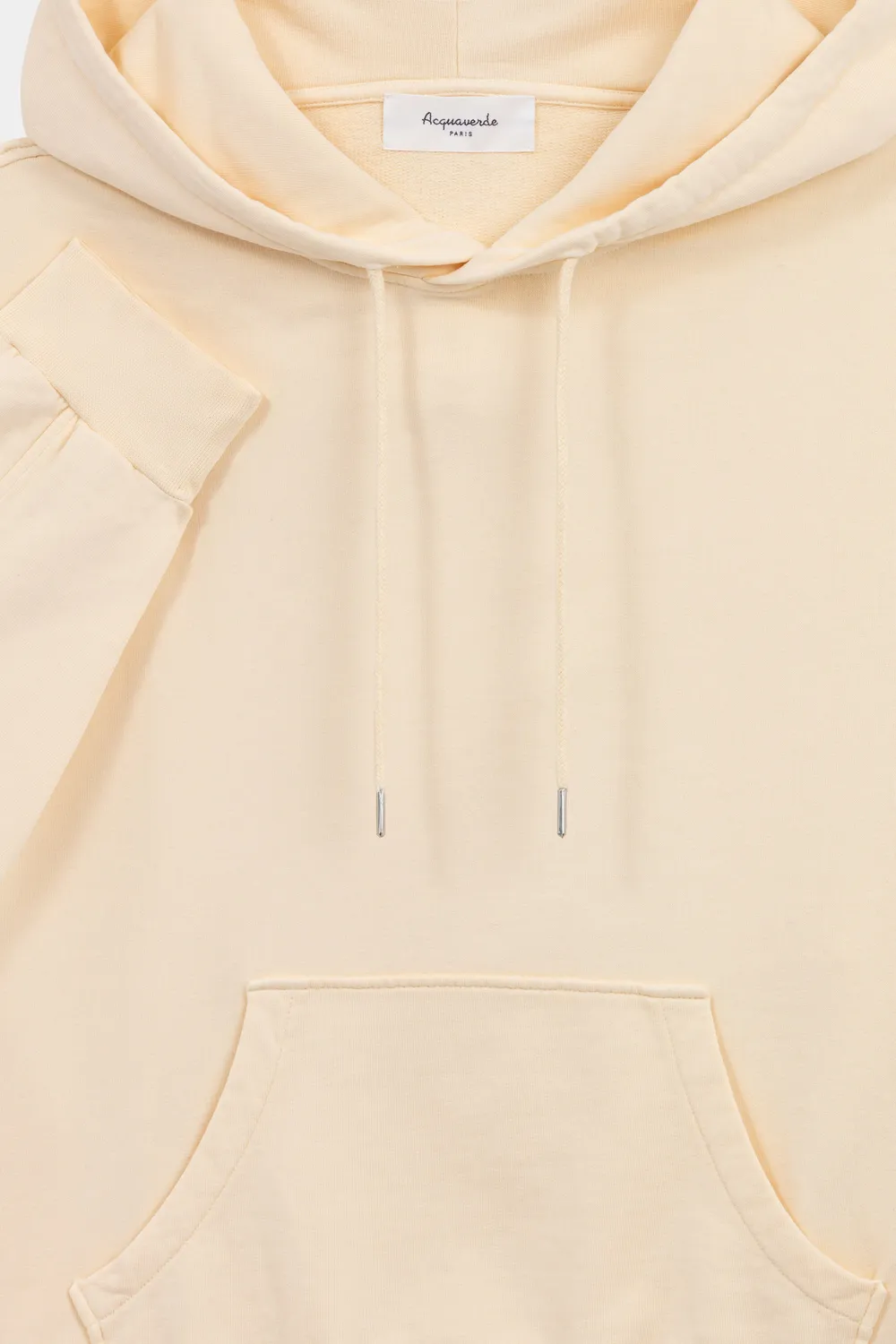 acquaverde Boxy felpa con cappuccio Pale Yellow cotone