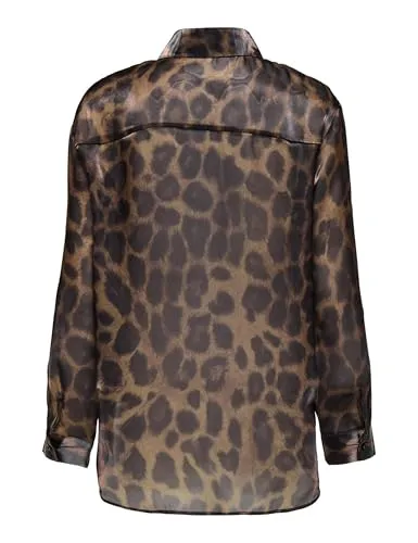 ONLY Onlstella Life LS Loose Shirt Wvn camicia chocolate marrone