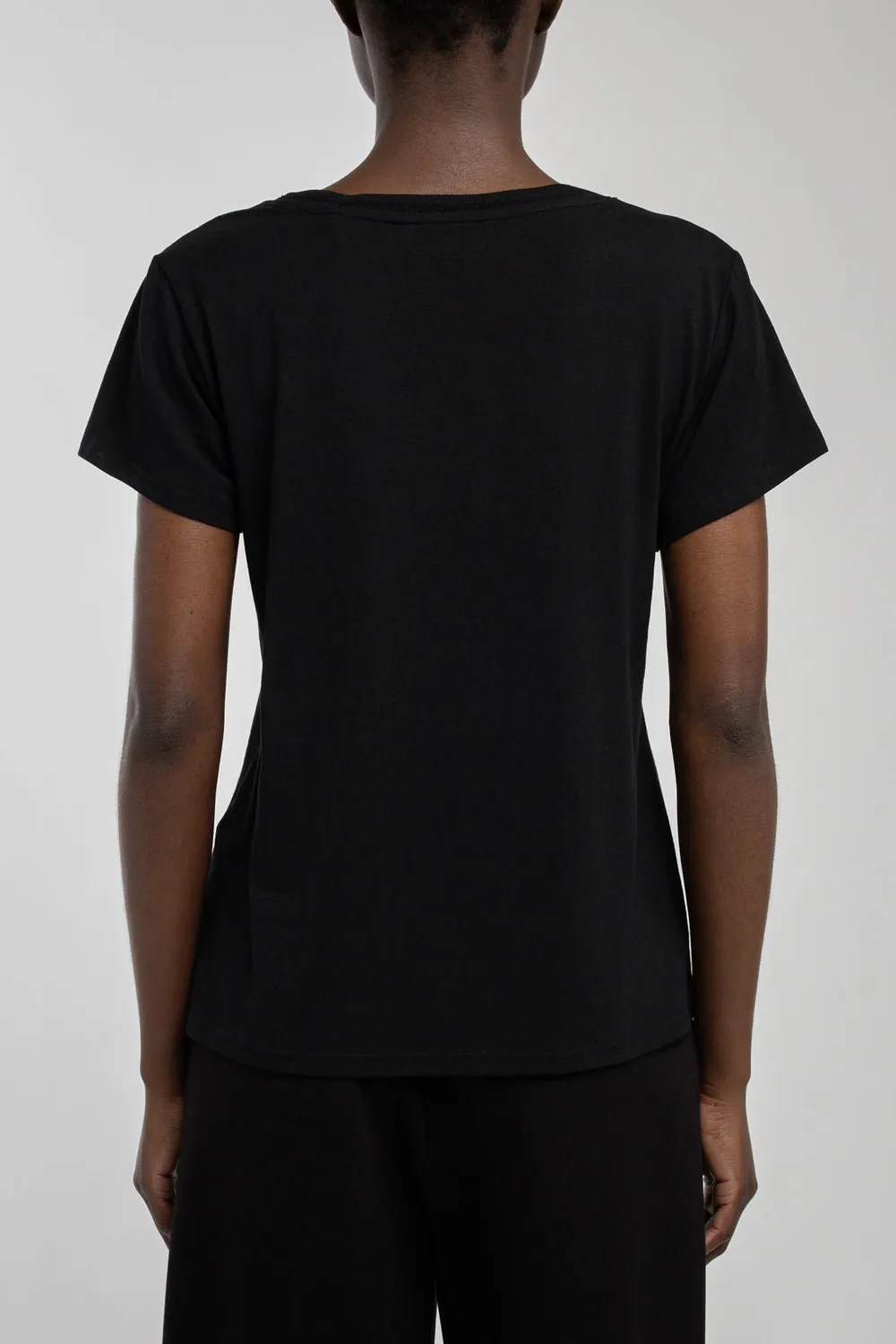 Teddy Smith T-Mia MC t-shirt donna nero scollo V modal