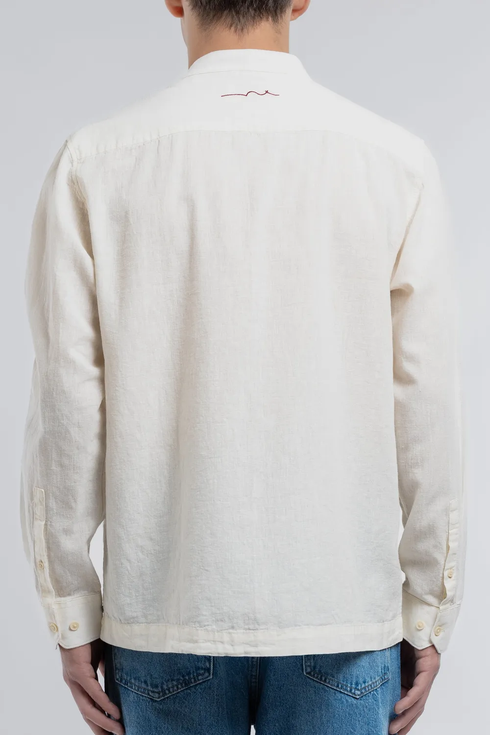 Teddy Smith C-Jord ML Camicia Uomo Cream Collo Mao Lino