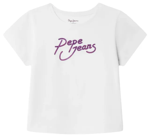 Pepe Jeans Avani t-shirt bambina boxy 12 anni logo flock