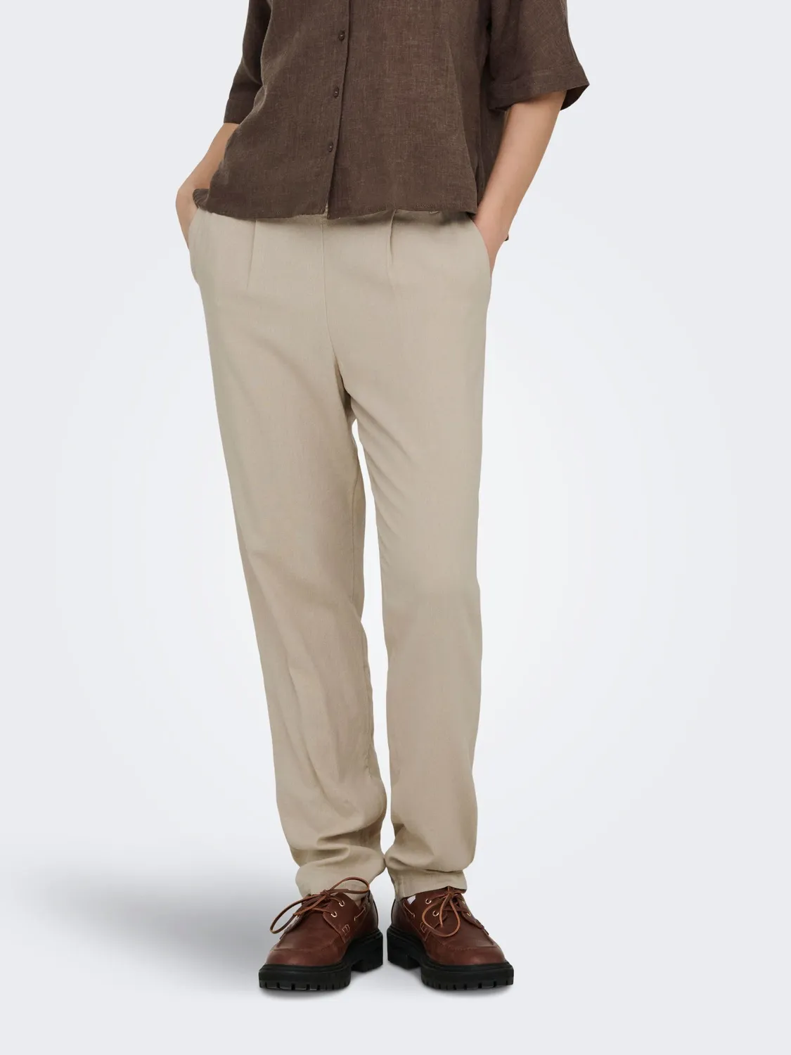 ONLY ONLGOA-POPTRASH Pantaloni Lino Comfort Coulisse
