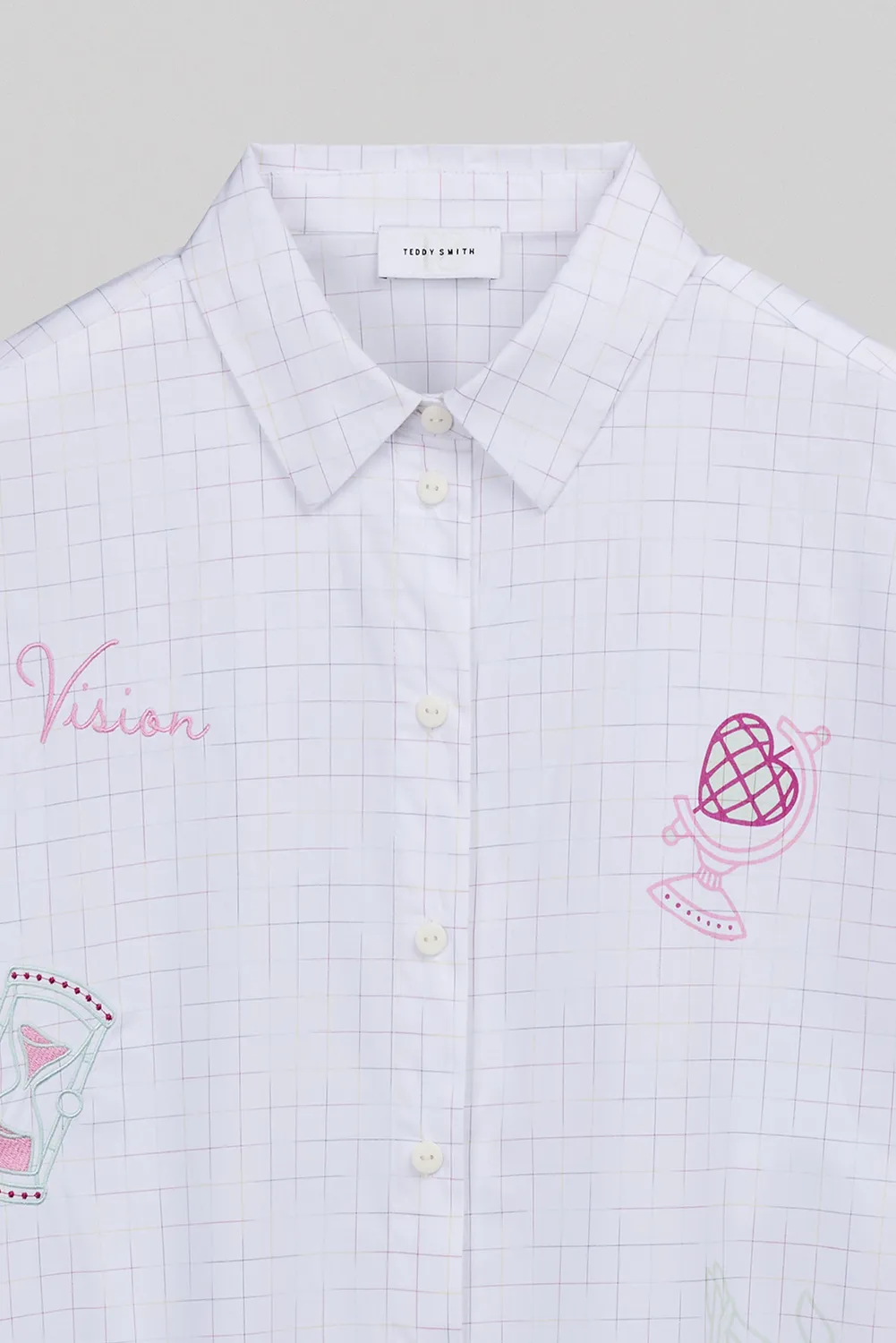 Teddy Smith C-Cyra ML camicia donna bianca ricamata