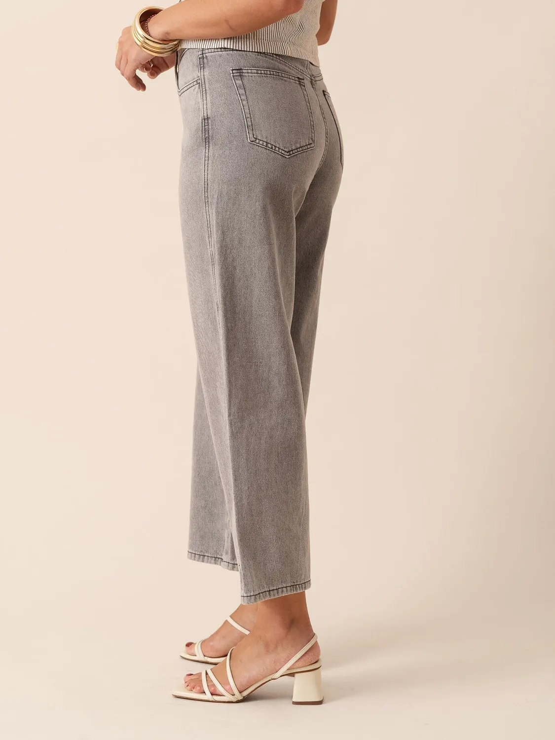 Oraije Colombe jeans wide grigio chiaro