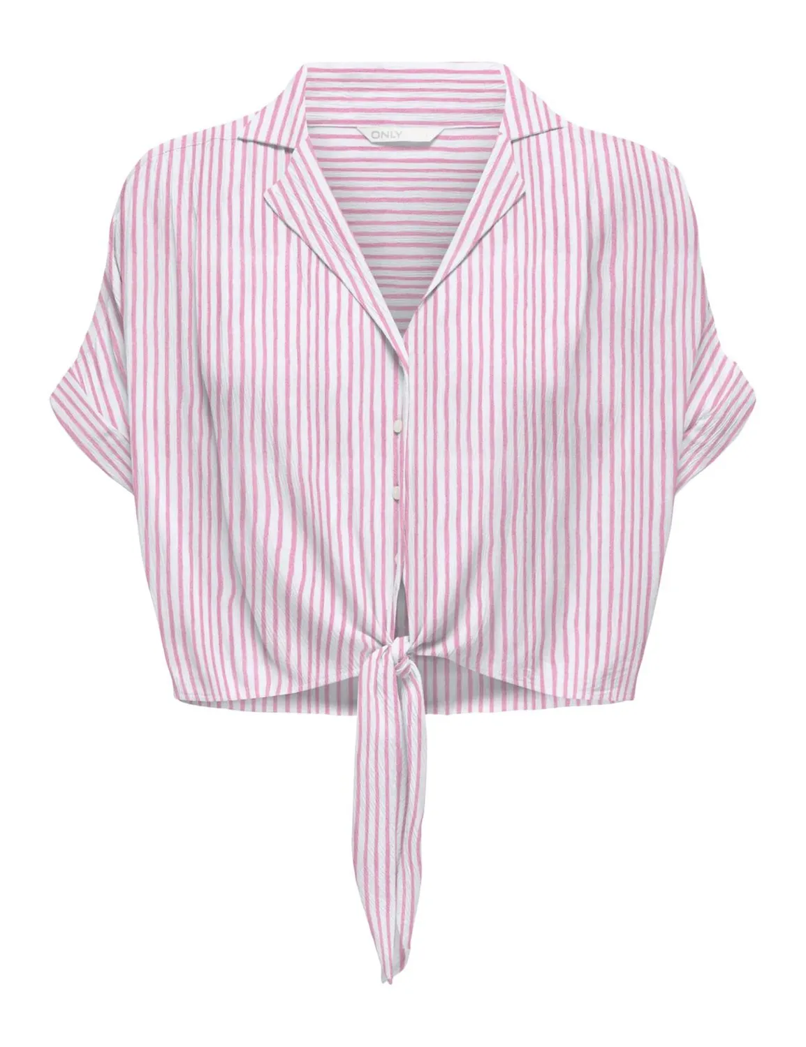 ONLY Camicia Nodo Collo Donna Bianca Maniche Corte