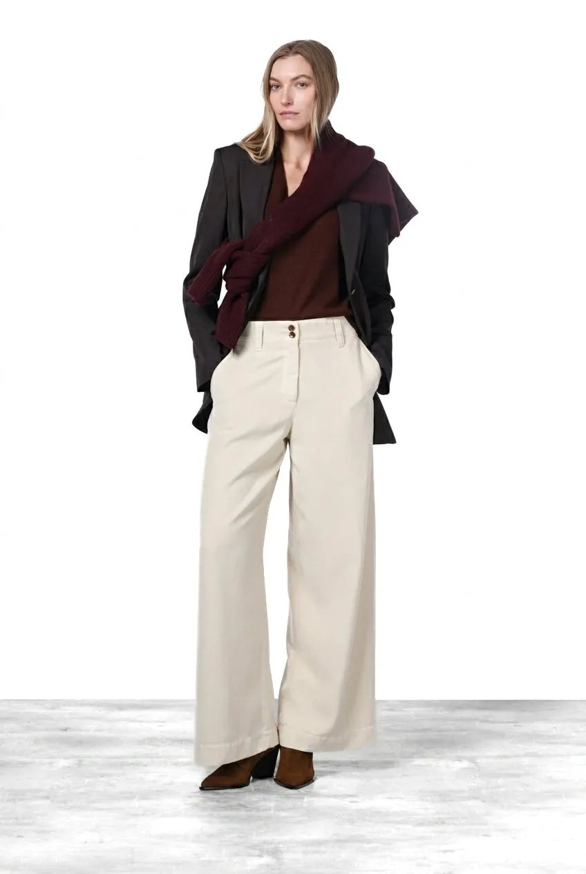 Mason's New York Wide Elax pantalone crema wide leg