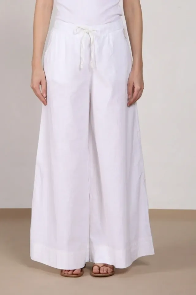 Mason's Portofino pantalone donna bianco lino wide leg