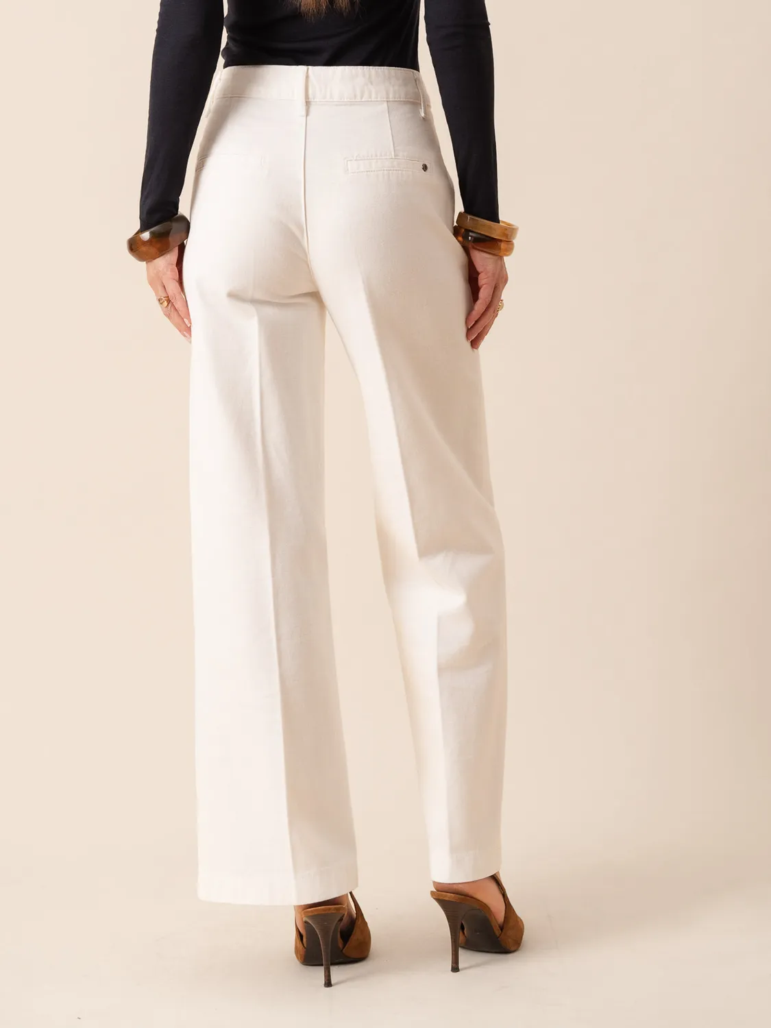 Oraije Eleonore jeans wide bianco cotone