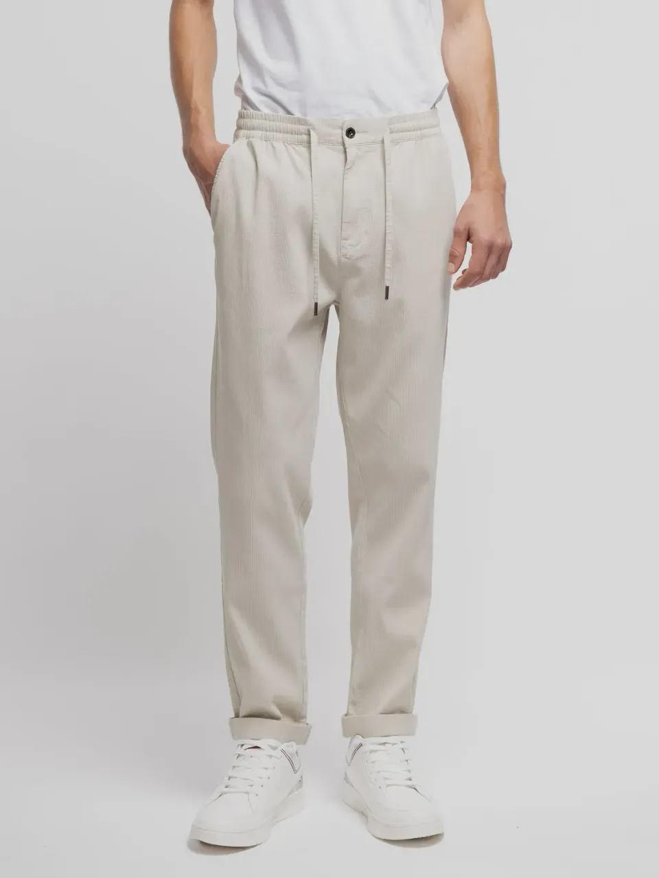 Teddy Smith Pywan 17 Pantalone Uomo Greige Seersucker