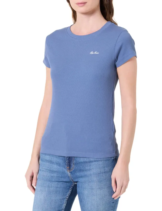 Pepe Jeans Basic Rib S/S t-shirt donna a costine