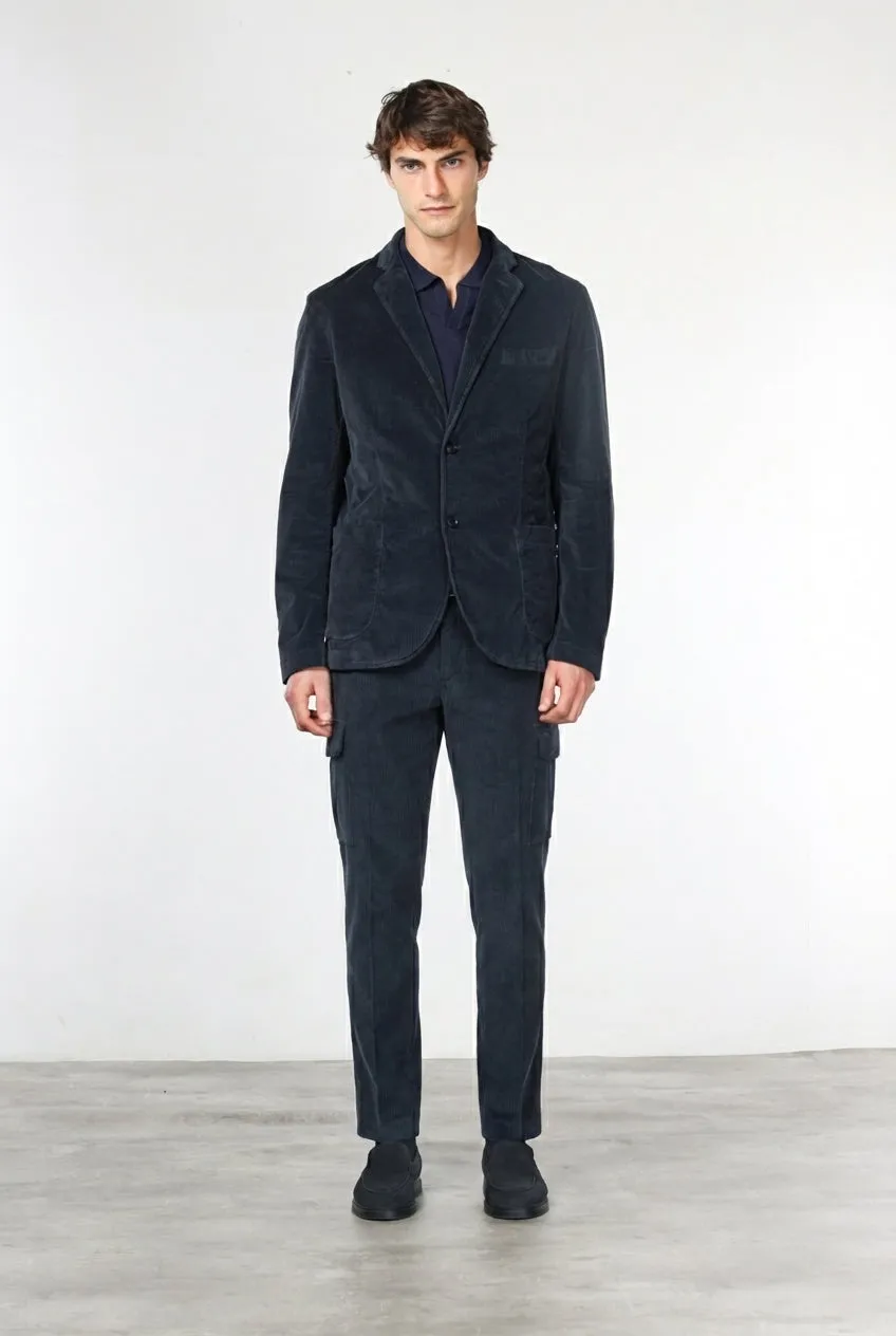 Mason's Tiziano blazer uomo blu notte velluto