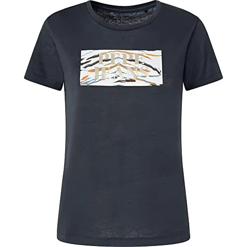 Pepe Jeans Caitlin T-Shirt Donna XS Blu Girocollo Corta