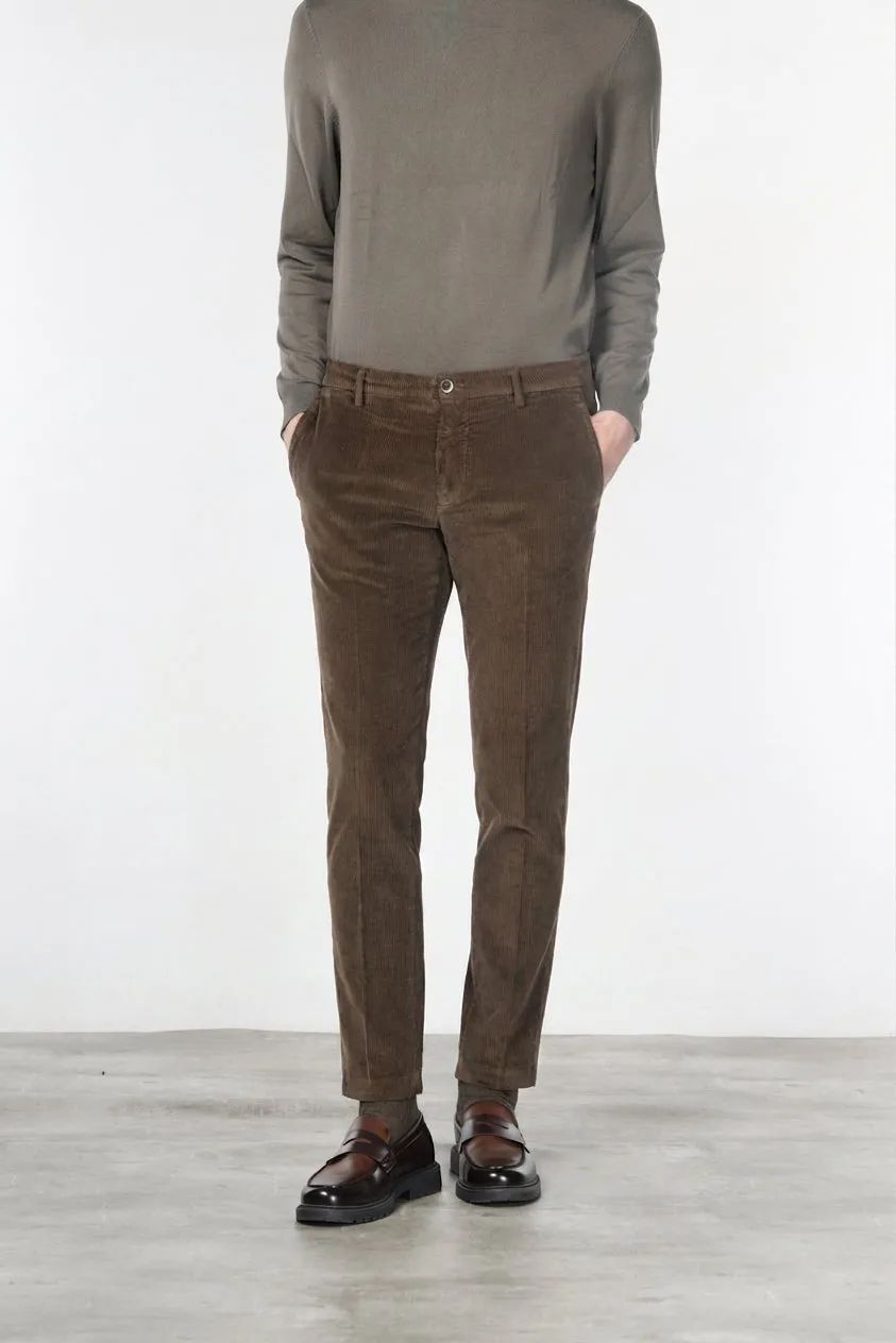Mason's Milano chino uomo velluto marrone extra slim 500 righe