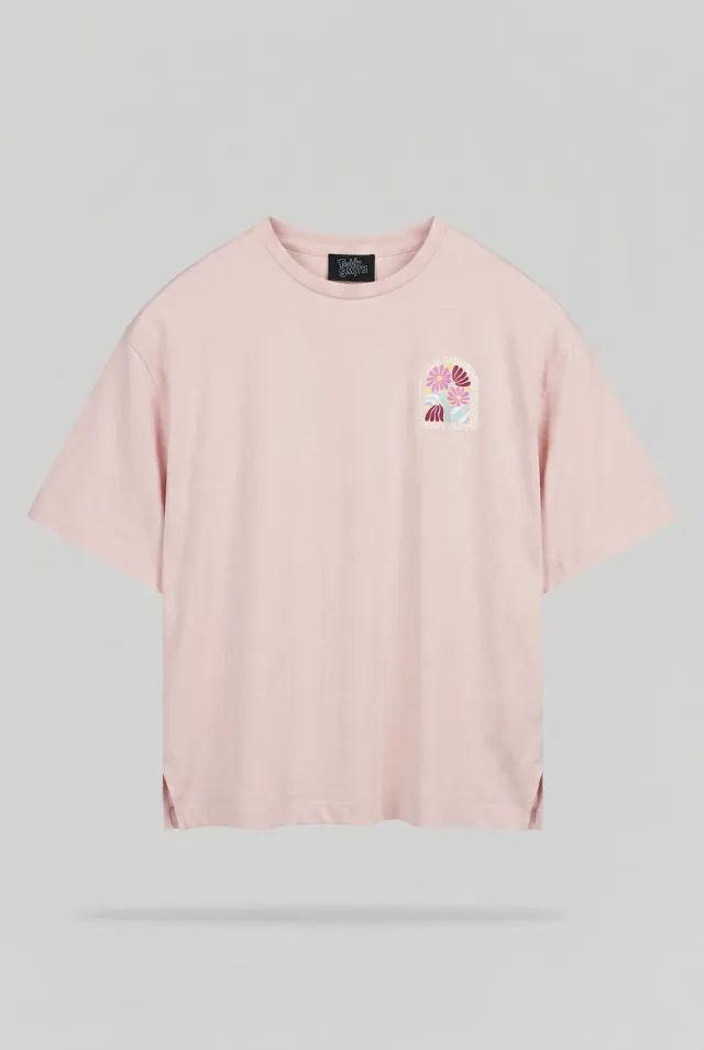 Teddy Smith T-Flowa MC T-Shirt Donna Rosa Quartz Floreale