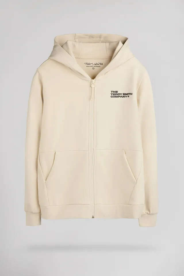 Teddy Smith Giclass Company JR gilet Cream ragazzo zip