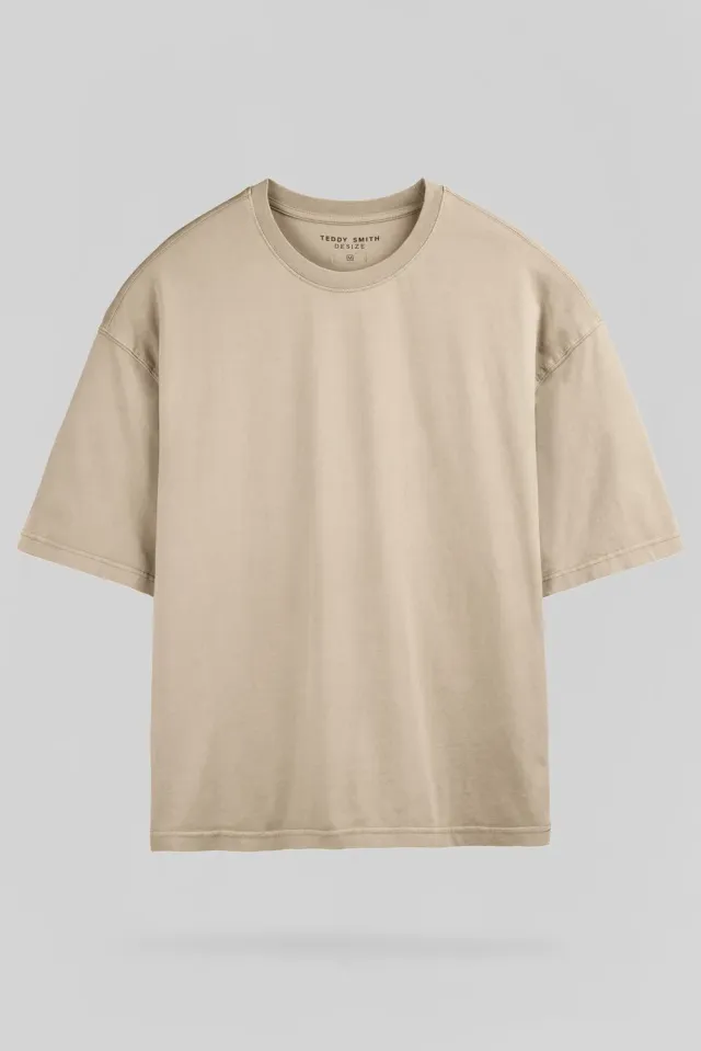Teddy Smith Essential T-Essential t-shirt beige lino oversize