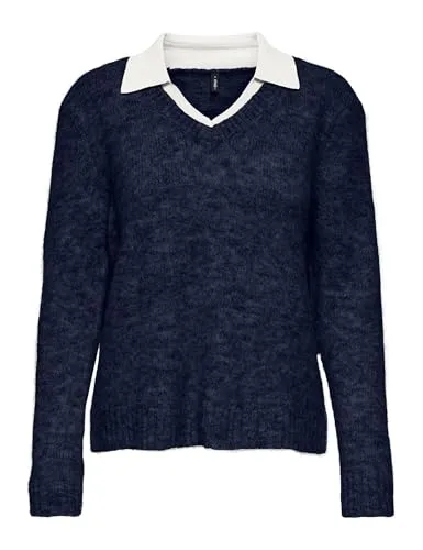 ONLY Onlazu LS Polo Neck maglia donna manica lunga collo polo
