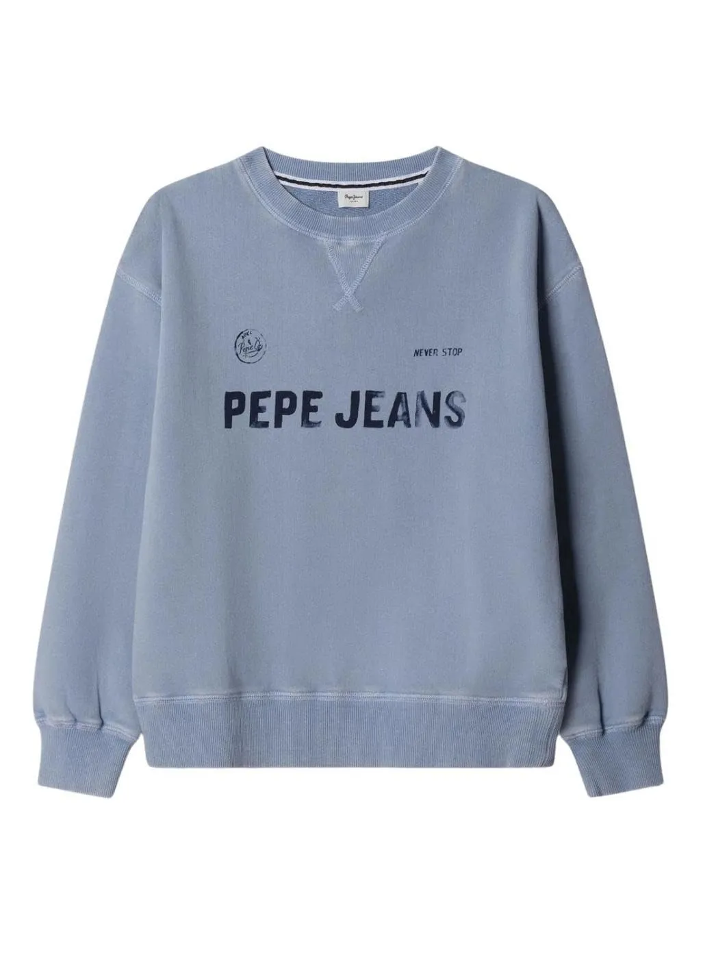 Pepe Jeans Ben Felpa Ragazzo Girocollo Blu Effetto Lavato