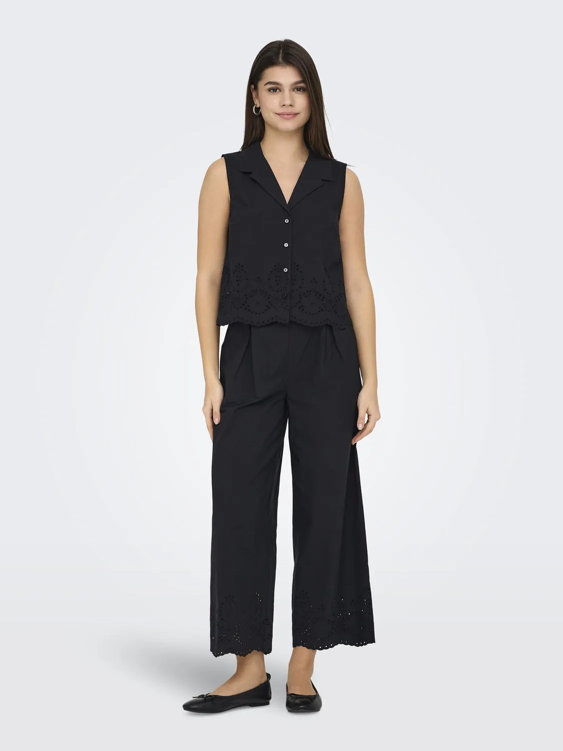 ONLY Onlroxanne HW Culotte Pantaloni Nero vita alta