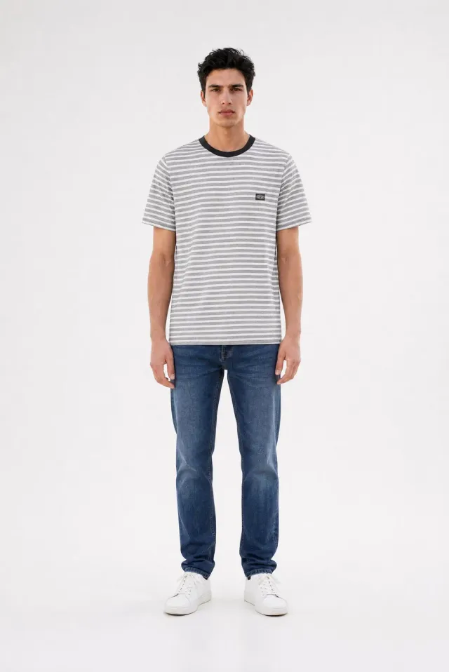 Teddy Smith T-Matias t-shirt righe cotone nera