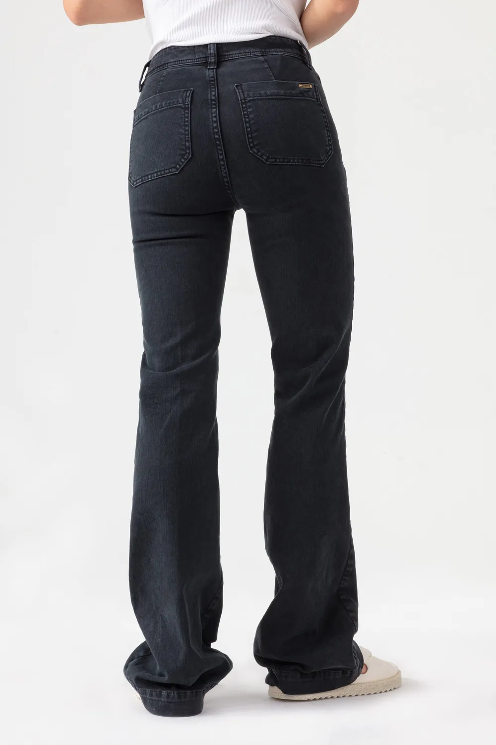 Acquaverde Charlotte pantaloni bootcut Black Stone vita media