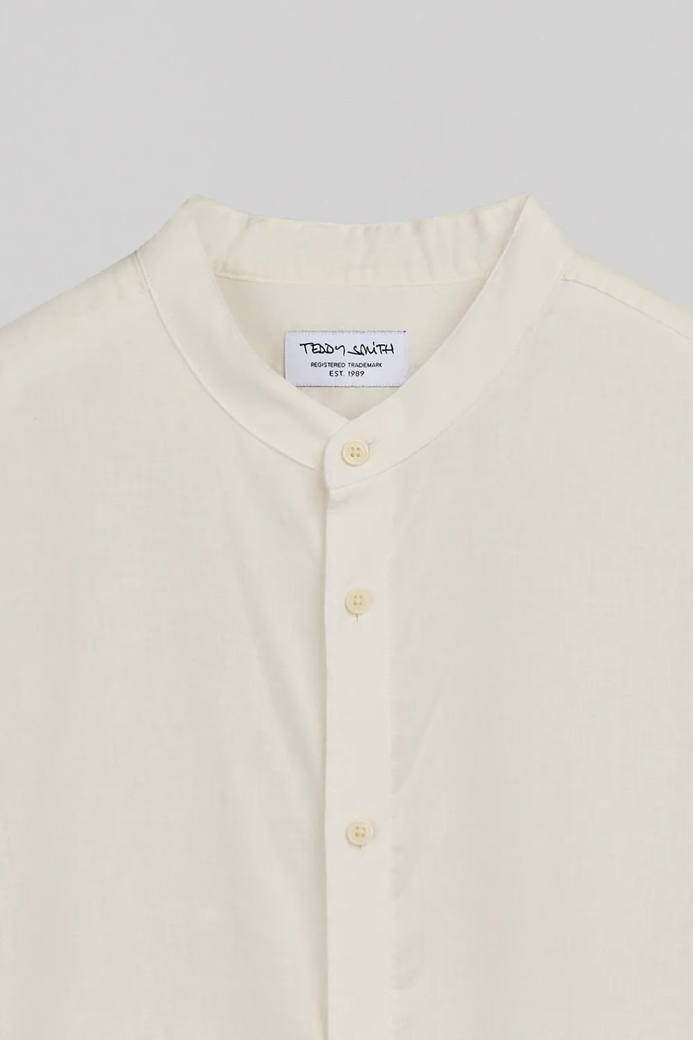 Teddy Smith C-Jord ML Camicia Uomo Cream Collo Mao Lino