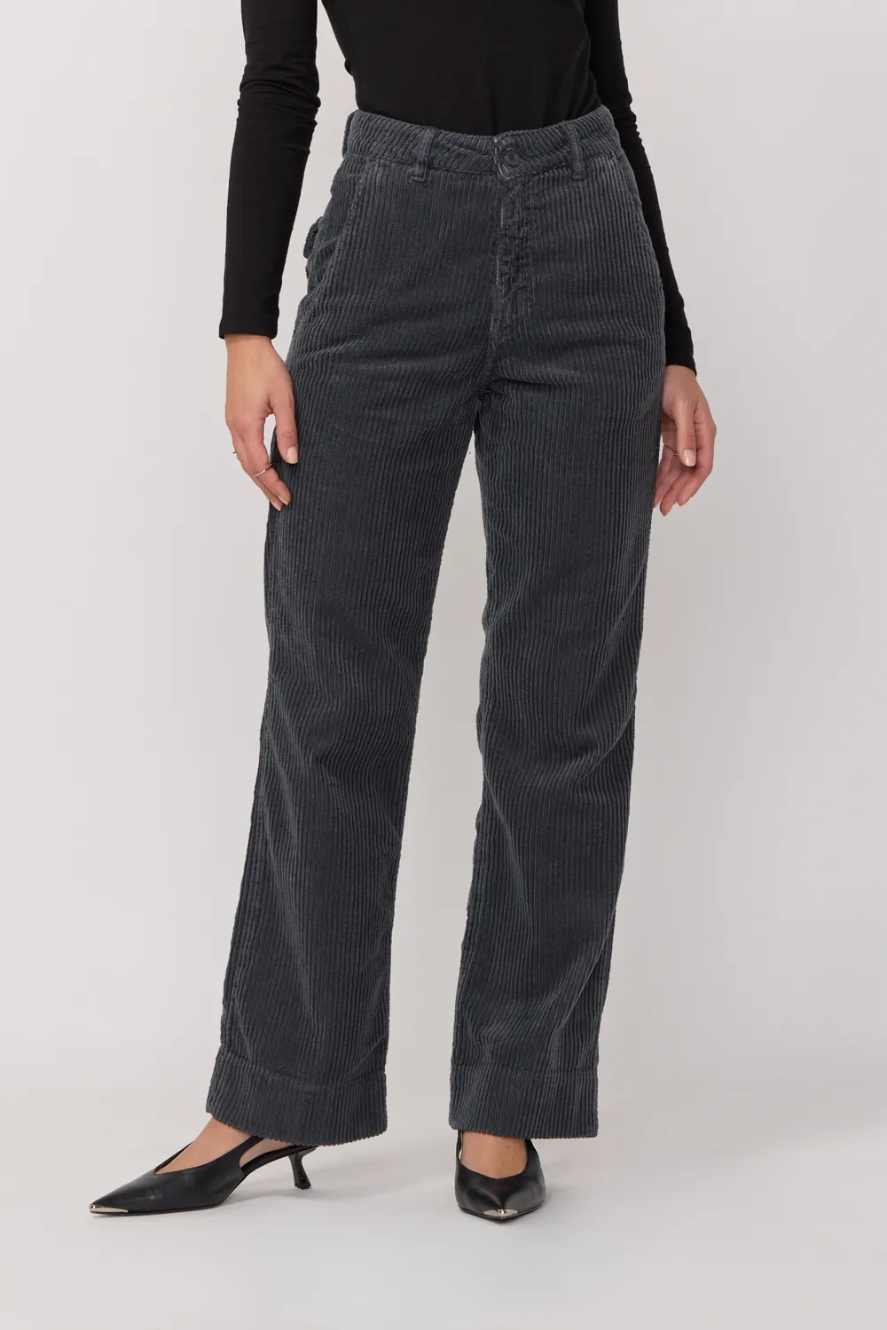 acquaverde Paltrow pantaloni velluto antracite