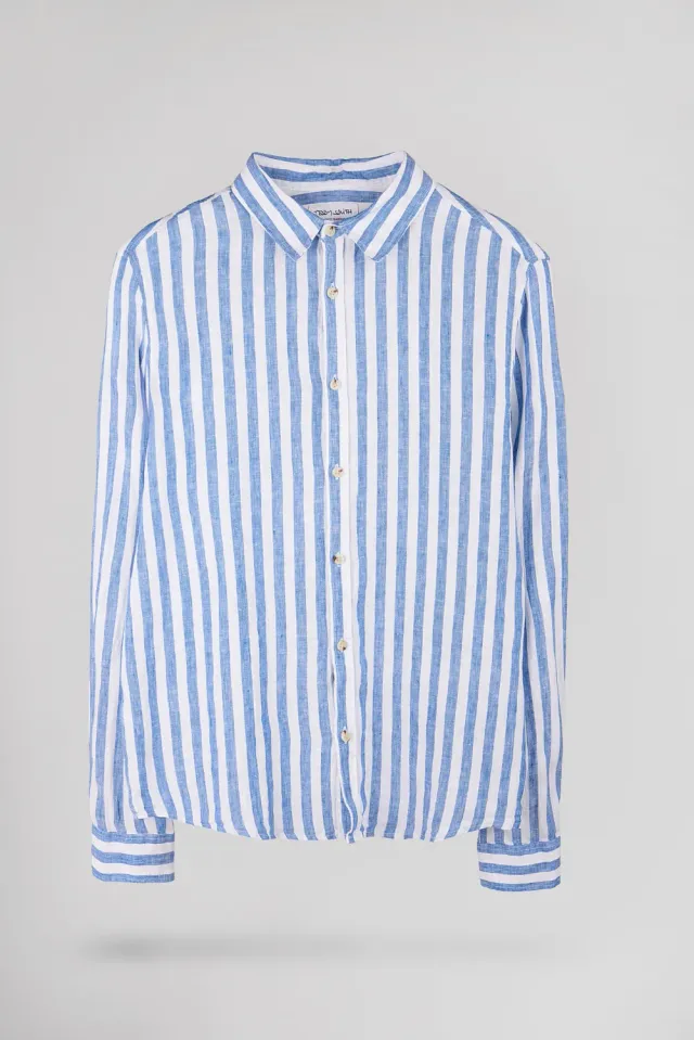 Teddy Smith C-Linen Stripe camicia lino blu uomo